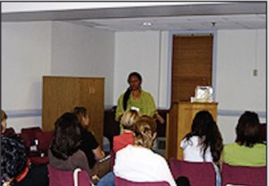 Jackie giving a talk